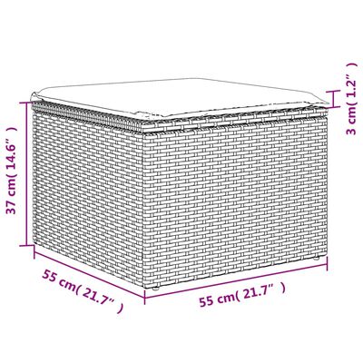 vidaXL Vrtni tabure s jastukom sivi 55 x 55 x 37 cm od poliratana