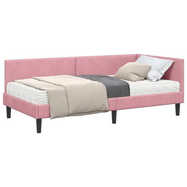 vidaXL Kutni krevetni okvir s madracem Ostalo 2 pcs Siva Bar&scaron;un