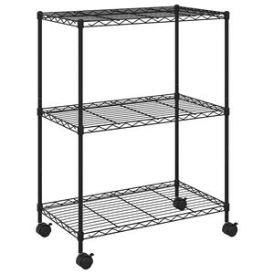 vidaXL Stalak za pohranu s 3 razine i kotačima 60x35x81 cm crni 150 kg