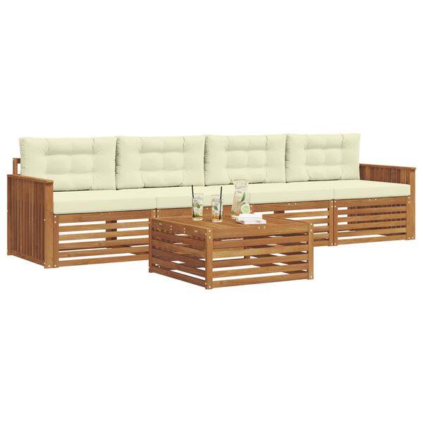 vidaXL Set vanjskih sofa s jastukom 5 pcs Prirodna i krem