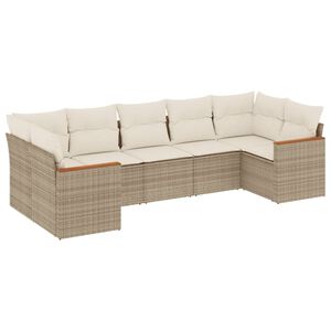 vidaXL 7-dijelni set vrtnih sofa od poliratana s jastucima bež
