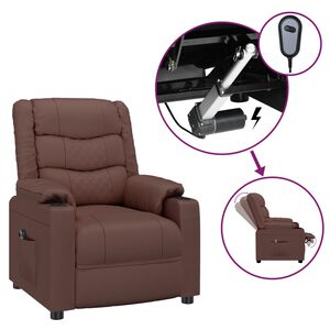 vidaXL Električni naslonjač od umjetne kože smeđi