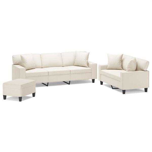 vidaXL 3-dijelni set sofa s jastucima krem od umjetne kože