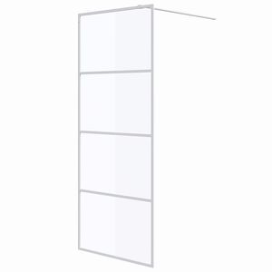 vidaXL Pregrada za tu&scaron; bijela 80 x 195 cm s prozirnim staklom ESG