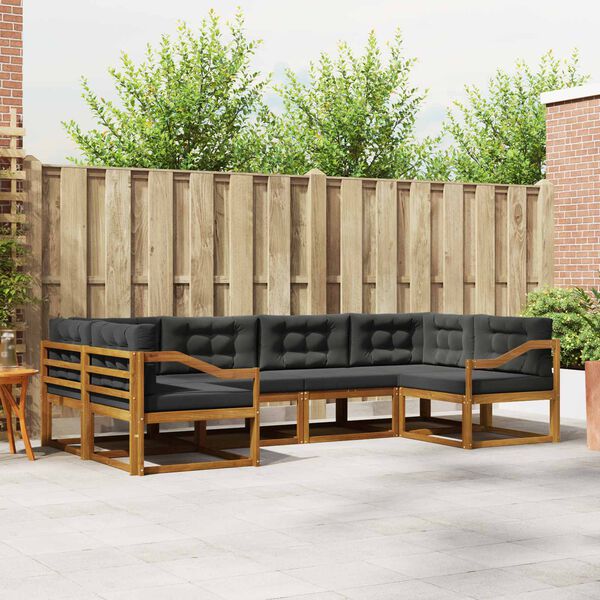 vidaXL Set vanjskih sofa s jastukom 6 pcs Prirodna i antracit