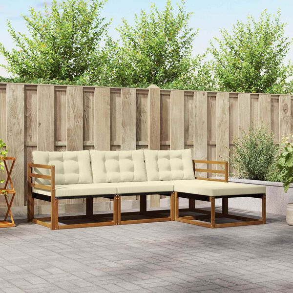 vidaXL Set vanjskih sofa s jastukom 4 pcs Prirodna i krem
