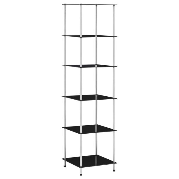 vidaXL Police sa 6 razina crne 40 x 40 x 160 cm od kaljenog stakla