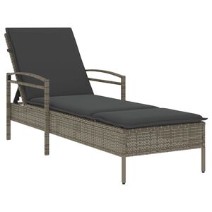 vidaXL Ležaljka za sunčanje s jastukom siva 63x200x81 cm poliratan