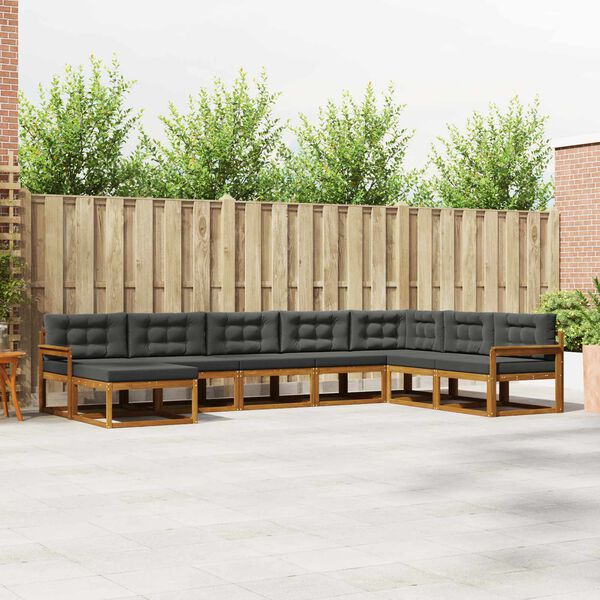 vidaXL Set vanjskih sofa s jastukom 8 pcs Prirodna i antracit