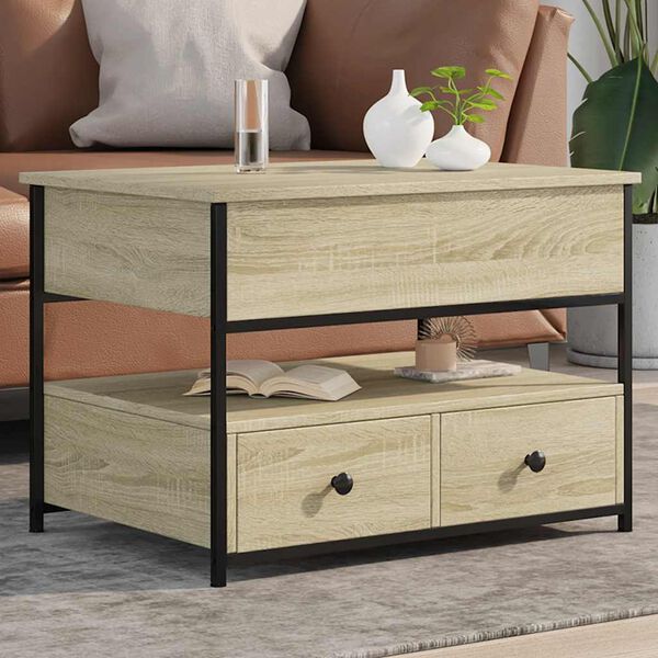 vidaXL Stolić za kavu boja hrasta sonome 70x50x50 cm od drva i metala