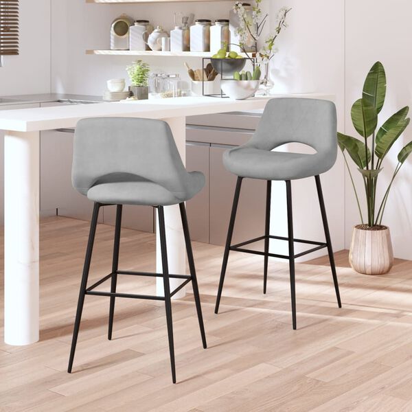 vidaXL Barski stolci 2 kom svjetlosivi bar&scaron;unasti