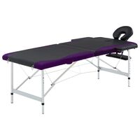 vidaXL Sklopivi stol za masažu s 2 zone aluminijski crno-ljubičasti