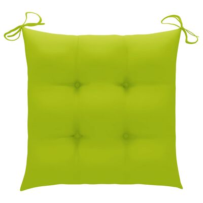 vidaXL Vrtne stolice s jarko zelenim jastucima 8 kom masivna tikovina