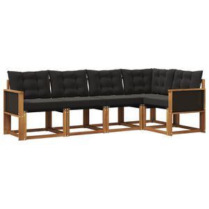 vidaXL Set vanjskih sofa 5 kom. Prirodna i crna