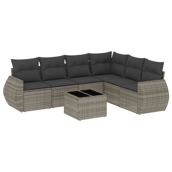 vidaXL 7-dijelni set vrtnih sofa sivi od poliratana