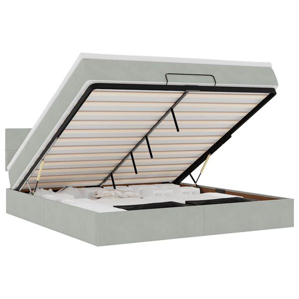 vidaXL Otomanski krevet s madracem svijetlosivi 160x200 cm bar&scaron;unasti