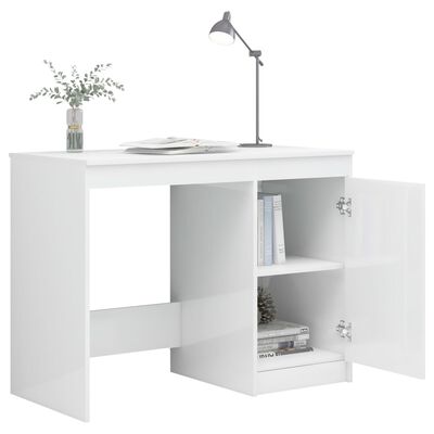 vidaXL Radni stol visoki sjaj bijeli 140 x 50 x 76 cm od iverice