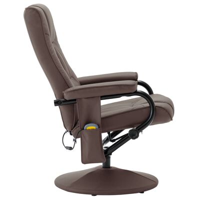 vidaXL Masažna fotelja s osloncem za noge od umjetne kože smeđa