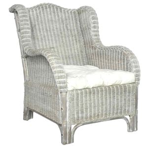 vidaXL Sofa s jastukom siva od prirodnog ratana i platna