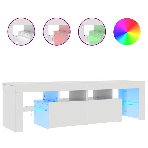 vidaXL TV ormarić s LED svjetlima visoki sjaj bijeli 140x36,5x40 cm