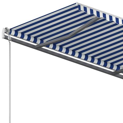 vidaXL Samostojeća tenda na ručno uvlačenje 400 x 300 cm plavo-bijela