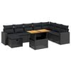 vidaXL 9-dijelni set vrtnih sofa s jastucima crni od poliratana