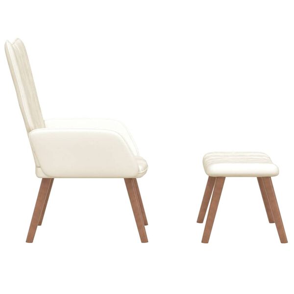 vidaXL Stolica za opu&scaron;tanje s osloncem za noge krem bijela bar&scaron;unasta