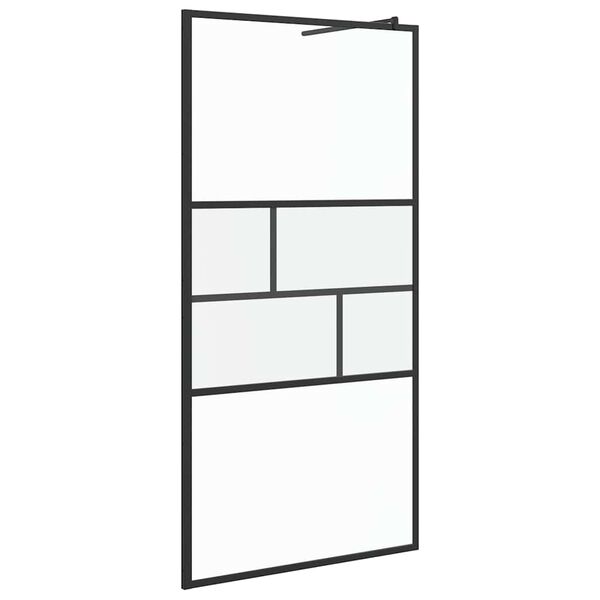 vidaXL Zid za walk-in tuš Crna 80 x 195 x 0.5 cm Staklo i aluminij