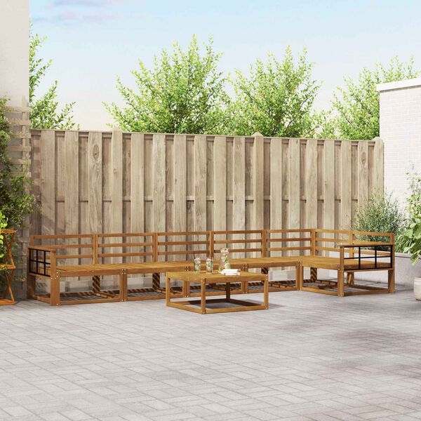 vidaXL Set vanjskih sofa 7 pcs Prirodna Čvrsto drvo akacije