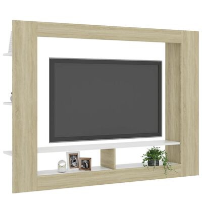 vidaXL TV ormarić bijeli i hrast 152 x 22 x 113 cm konstruirano drvo