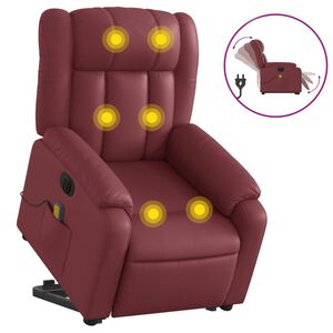 vidaXL Električni masažni naslonjač na podizanje crvena boja vina