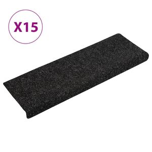 vidaXL Prostirke za stepenice samoljepljive 15 kom 65x21x4 cm crne pravokutne rubove