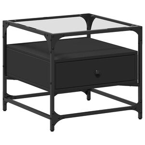 vidaXL Stolić za kavu sa staklenom povr&scaron;inom crni 50x50x45 cm čelični