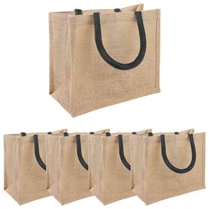 vidaXL Torbe od jute 5 Prirodna i crna 26 x 22 x 14 cm 100% Jut