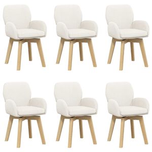 vidaXL Okretne blagovaonske stolice 6 kom. Boucl&eacute; Krem 54 x 58 x 87 cm