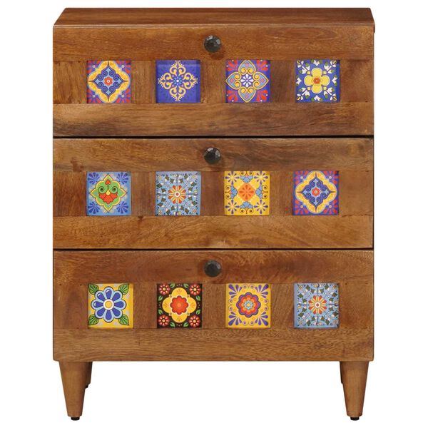 vidaXL Noćni ormar s ladicama Smeđa 50 x 33 x 62 cm Čvrsto drvo manga