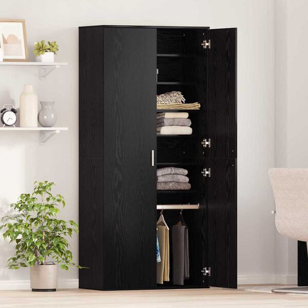 vidaXL Highboard Crni hrast 80 x 39 x 178 cm Konstruirano drvo