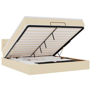vidaXL Otomanski krevet s madracem i LED krem 180x200cm od tkanine