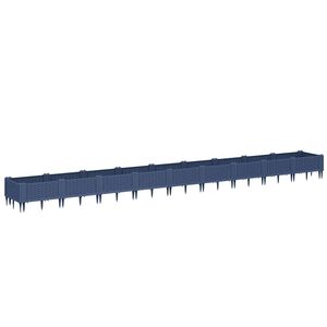 vidaXL Vrtna sadilica s klinovima plava siva 362,5x42,5x28,5 cm PP