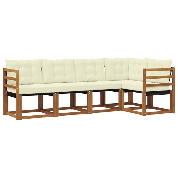 vidaXL Set vanjskih sofa s jastukom 5 pcs Prirodna i crna