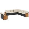 vidaXL 11-dijelni set vrtnih sofa od poliratana s jastucima crni