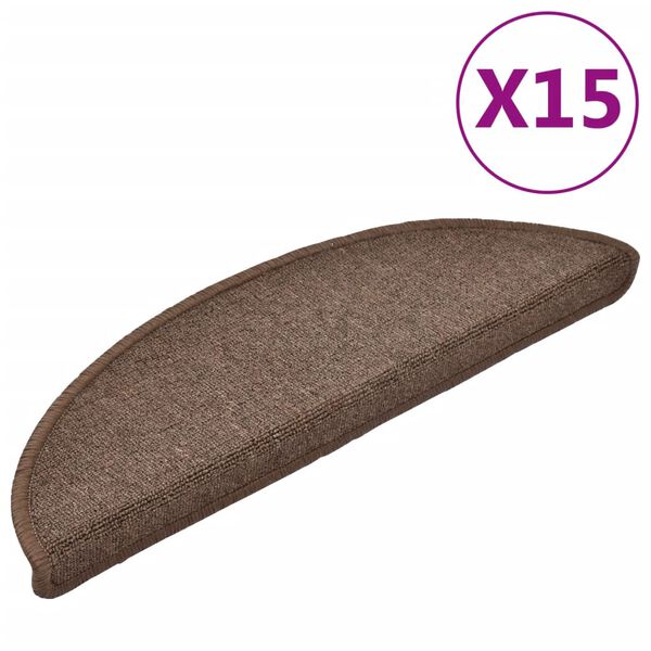 vidaXL Prostirke za stepenice 15 kom 56x17x3 cm boje kave, poluokrugle