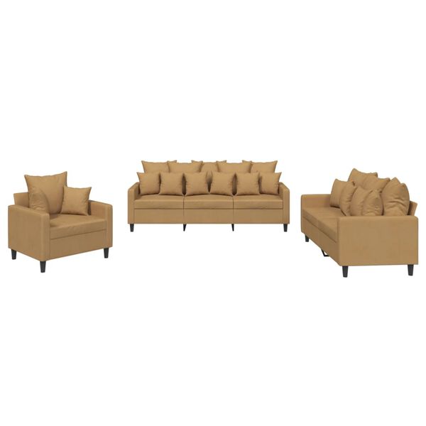 vidaXL 3-dijelni set sofa s jastucima smeđi bar&scaron;unasti