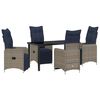 vidaXL Set stola i stolica s jastukom 5 pcs Siva PE ratan