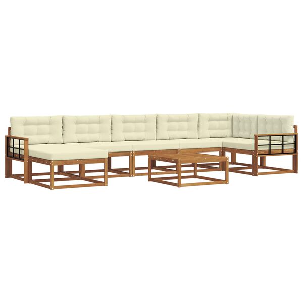 vidaXL Set vanjskih sofa s jastukom 8 pcs Prirodna i krem