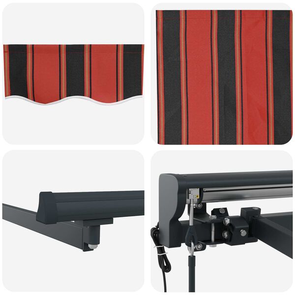 vidaXL Skrovita tenda Narančasta i Crna 500 &times; 300 cm Poliester i metal