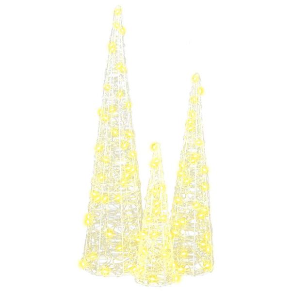 vidaXL Božićno drvce 3 pcs Topla bijela 20 x 20 x 80 cm Akril