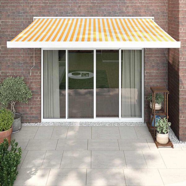 vidaXL Tenda na uvlačenje žuto-bijela 3,5 x 2,5 m tkanina i aluminij
