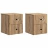 vidaXL Noćni ormarić za montažu na zid s ladicama 2 pcs Hrast artisan