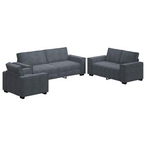 vidaXL 3-dijelni set sofa s jastucima, tamno sivi bar&scaron;un